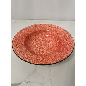 Over and Back Red Spongeware Design Stoneware Serving/Pasta Bowl Portugal 11'"